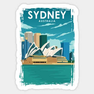 Sydney Australia Vintage Minimal Oprah House Travel Poster Sticker